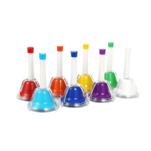 Hot selling School Teaching Aids Colorful Percussion toys 8-Note Hand Bells musical Instruments